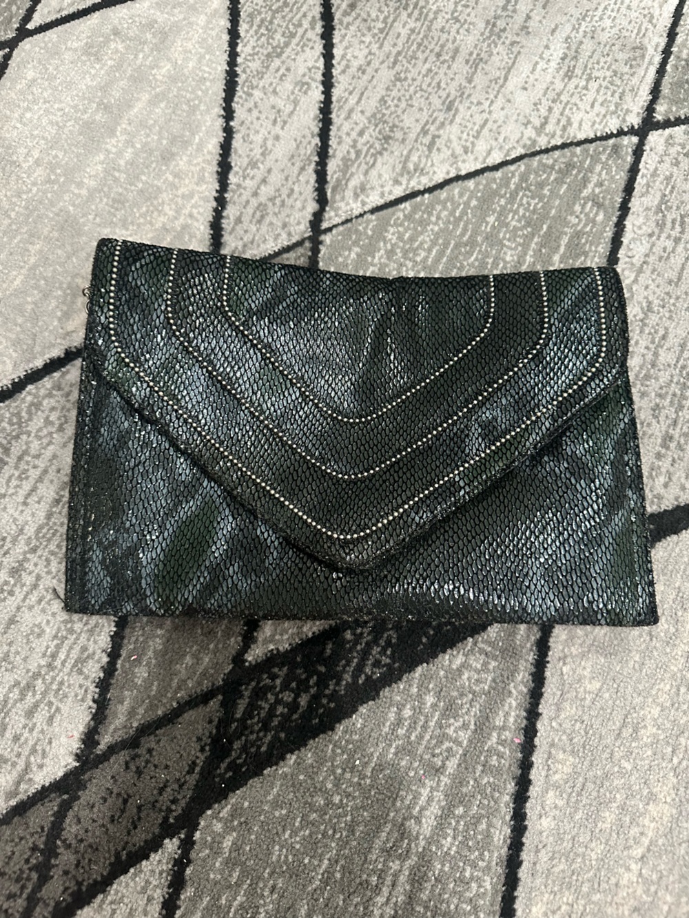 Jennifer Lopez Black Metallic Envelope Card Holder